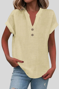 Elegant V Neck Button Blouse