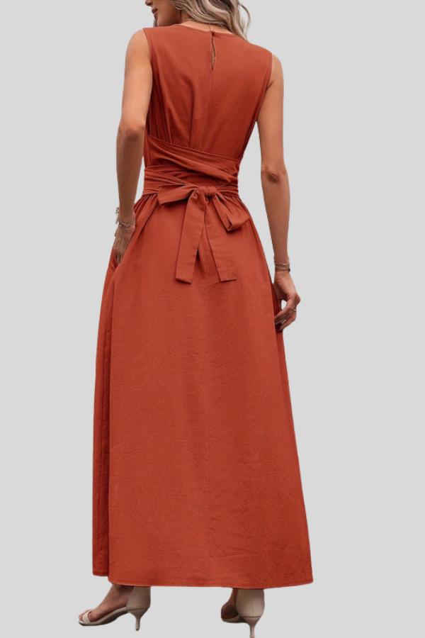 Casual Pleated Square-Neck Midi Dresses