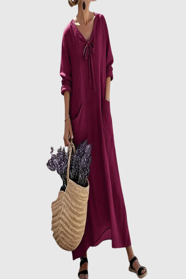 Relaxed V Neck Maxi Dress