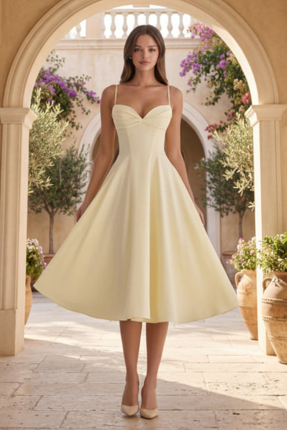 Verzauberte Blüte Gathered Midi-Kleid