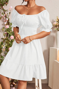Graceful Pleated Square Neck Midi Dresses