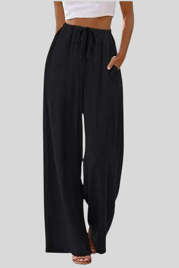 Relaxed Drawstring Wide Leg Pants