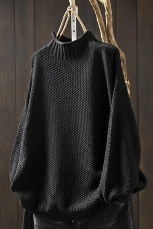 Textured Knit High Neck Sweater