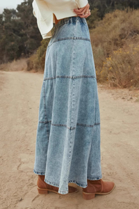 Vintage Patchwork Denim Maxi Skirt