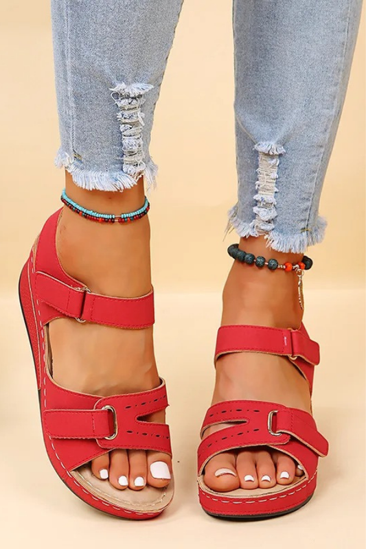 Chic Red Sandals Adjustable Straps