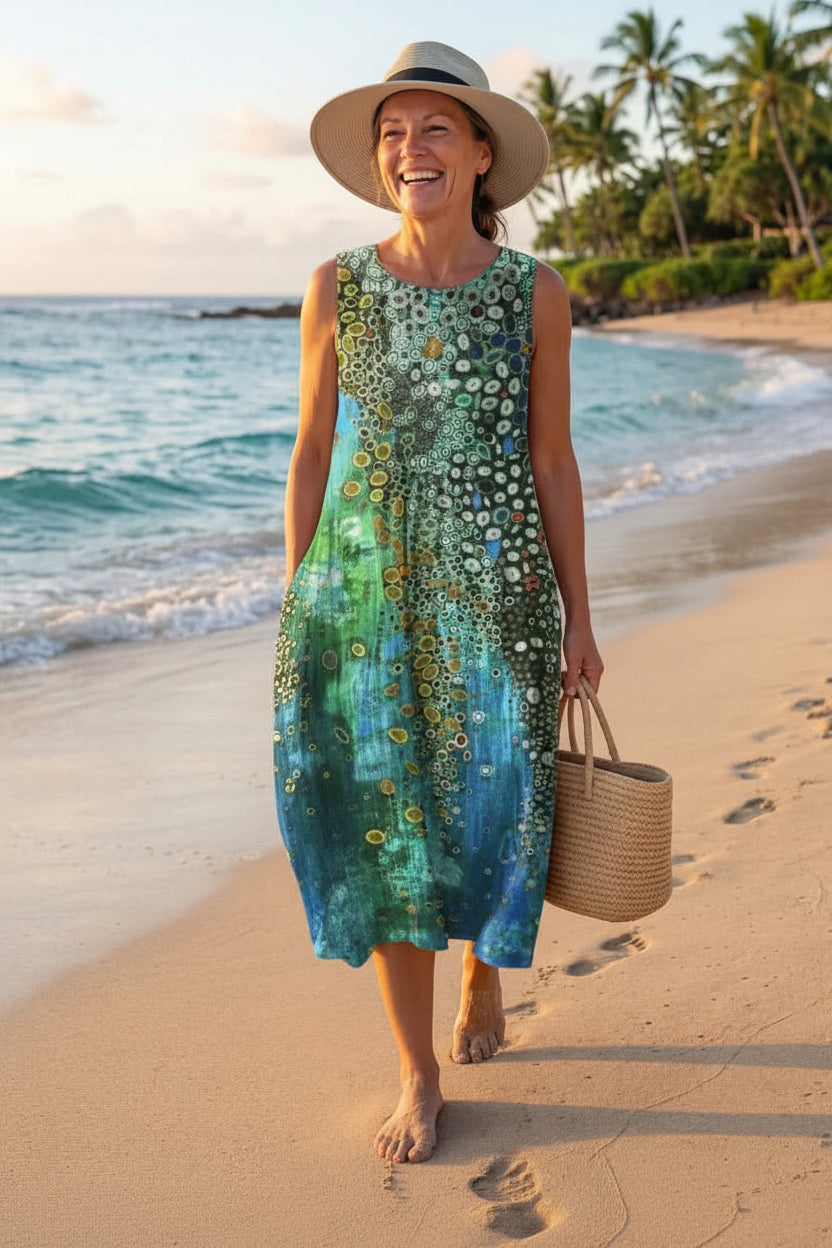 Sleeveless Mosaic Midi Dress