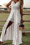 Lace V Neck Wide Leg Jumpsuit