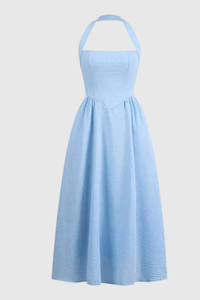 Coastal Halter Neck Keyhole Maxi Dresses