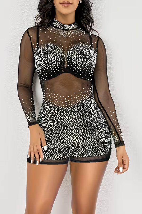 Glamorous Mesh Jumpsuit Long Sleeve