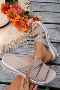 Cross Strap Comfort Slip On Sandals