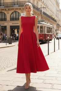 Defined Shape Sleeveless Midi Dress