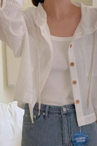 Relaxed Summer Hooded Blouse