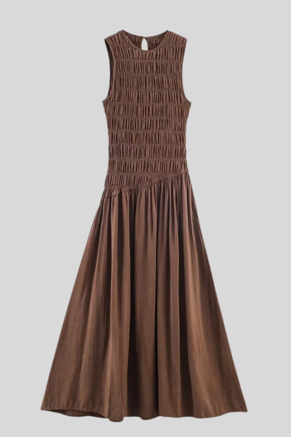 Chic Pleated Halter Neck Midi Dresses