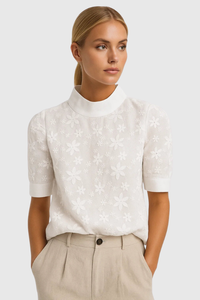 Floral Embroidered Short Sleeve Top