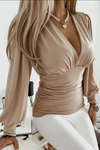 Ruched Deep V Blouse