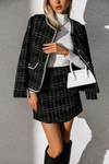 Polished Checkered Jacket Skirt Set