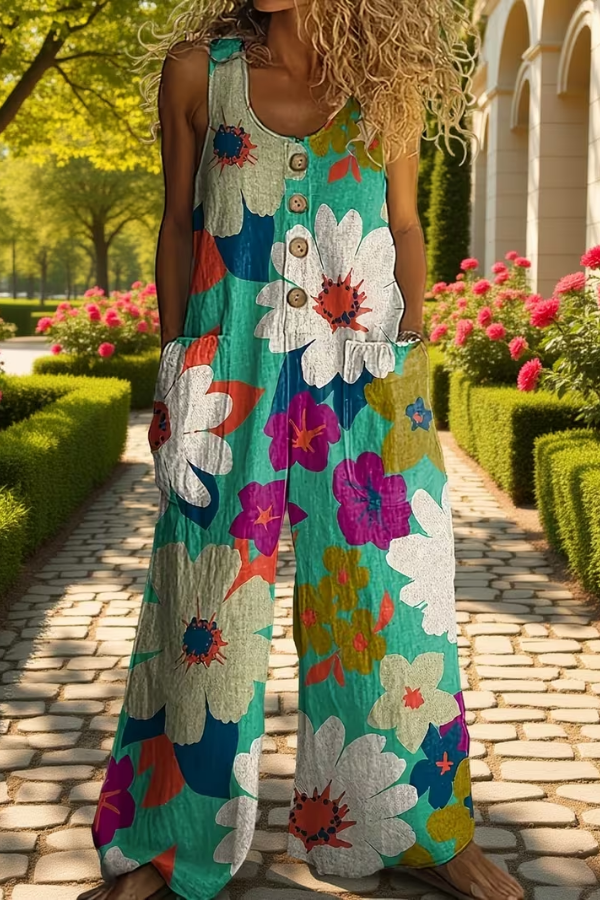 Floral Pocket Wide Leg Jumpsuit
