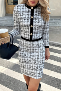 Chic Checkered Blazer Set