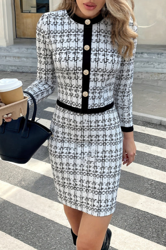Chic Checkered Blazer Set