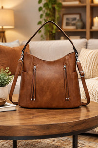Vintage Inspired Handbag with Double Zipper Design