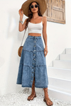 Retro Denim Pleated Skirt