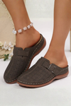 Perforated Buckle Slip On Mule Shoes