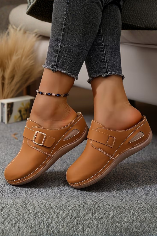 Closed Toe Platform Mule Slippers