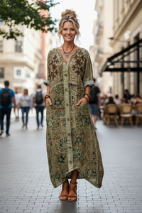 Relaxed Embroidered Midi Dress