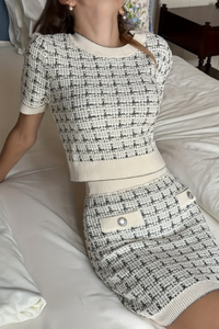 Checkered Knit Two Piece Set