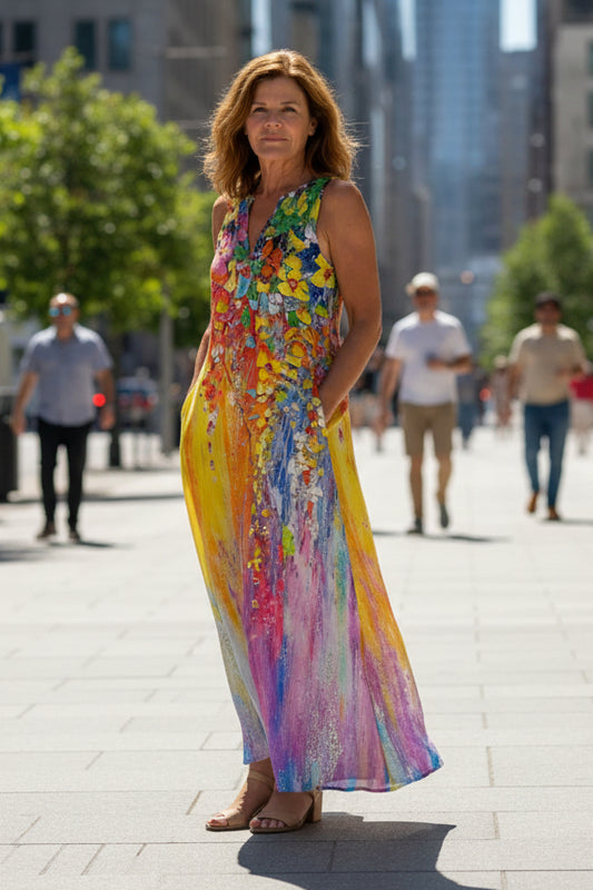 Open Air Maxi Dress in Multicolor Print