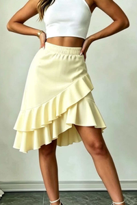 Irregular Ruffle Midi Skirt