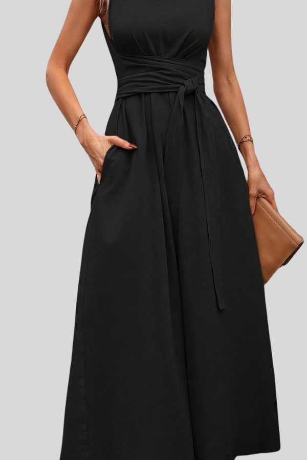 Casual Pleated Halter Neck Midi Dresses