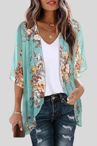Floral Bubble Sleeve Blouse