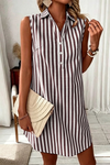 Striped V Neck Shirt Dress