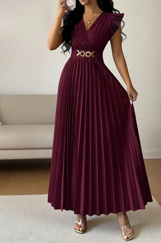 Chic Pleated Square Neck Midi Dresses