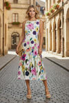 Elegant Floral Midi Dress with Timeless Sleeveless Style