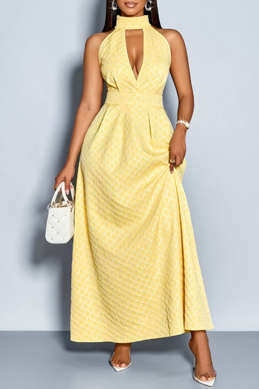 Romantic Halter Neck Keyhole Maxi Dresses