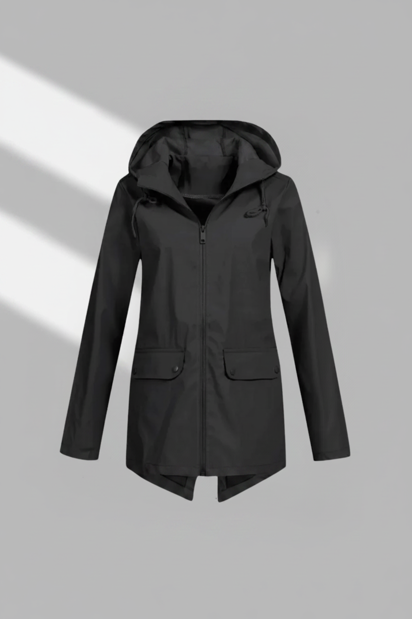 Hooded Longline Zip Front Utility Coat