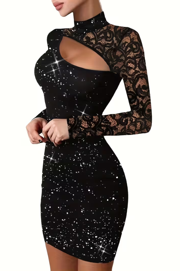 Chic Lace Cutout Midi Dress