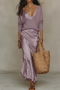 Elegant Midi Dress And Sweater Set