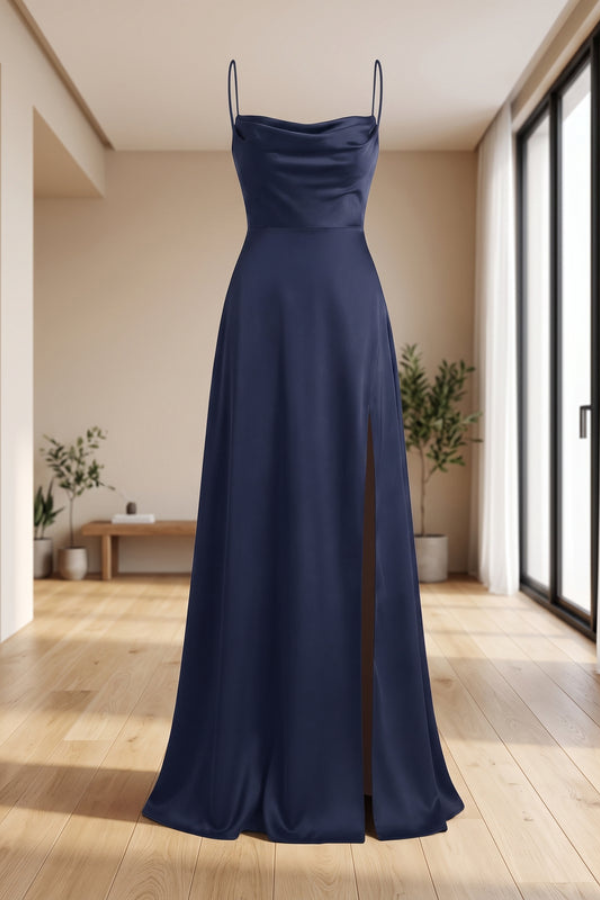 Elegantes Seitenschlitz Lässiges Maxikleid