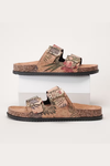 Double Buckle Cork Footbed Slide Sandals