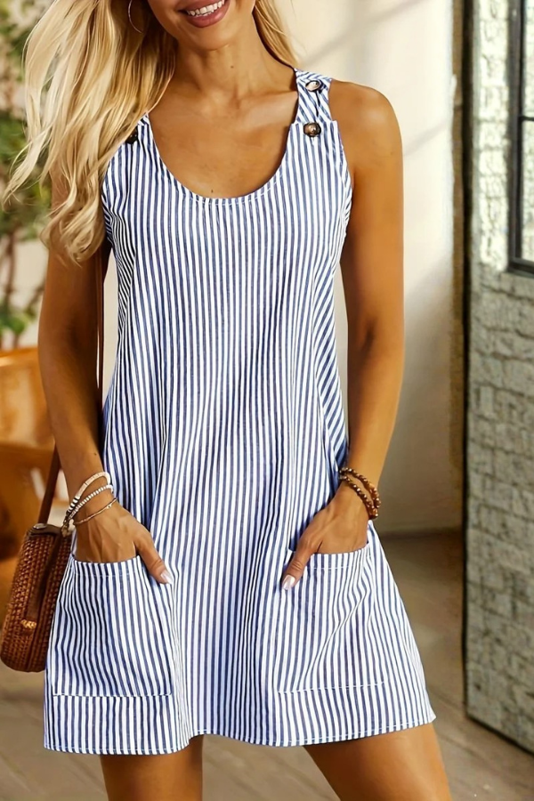 Bright Striped Knee Length Dress