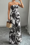 Printed Strapless Wide Leg Jumpsuit