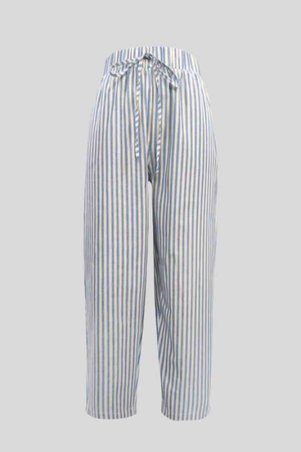 Vacation Cropped Summer Pants Striped