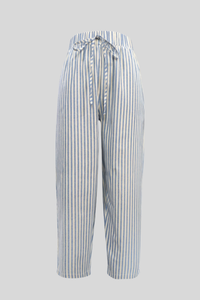 Vacation Cropped Summer Pants Striped