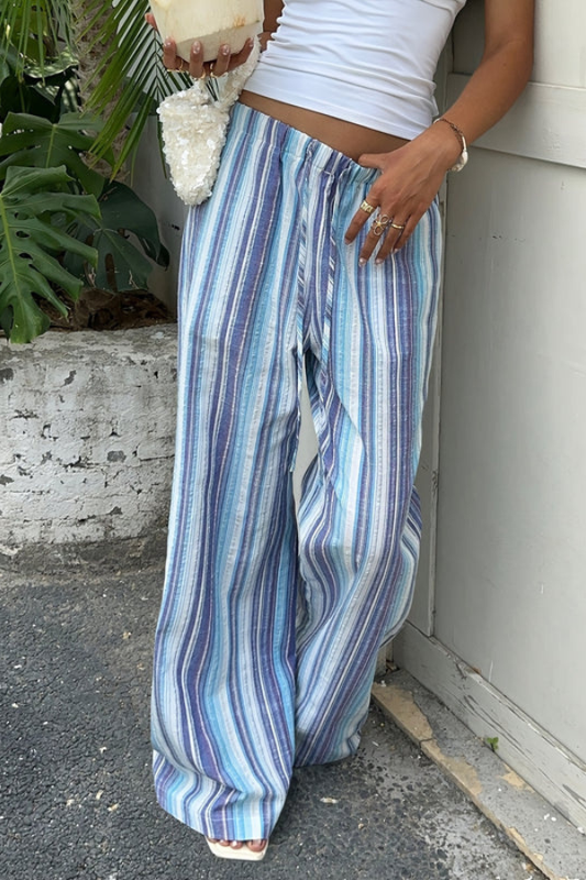 Striped Cropped Summer Pants Relaxed