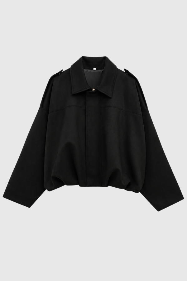 Chic Lapel Bomber Jacket