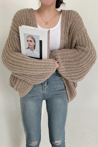 Cozy Knit Cardigan Balloon Sleeve
