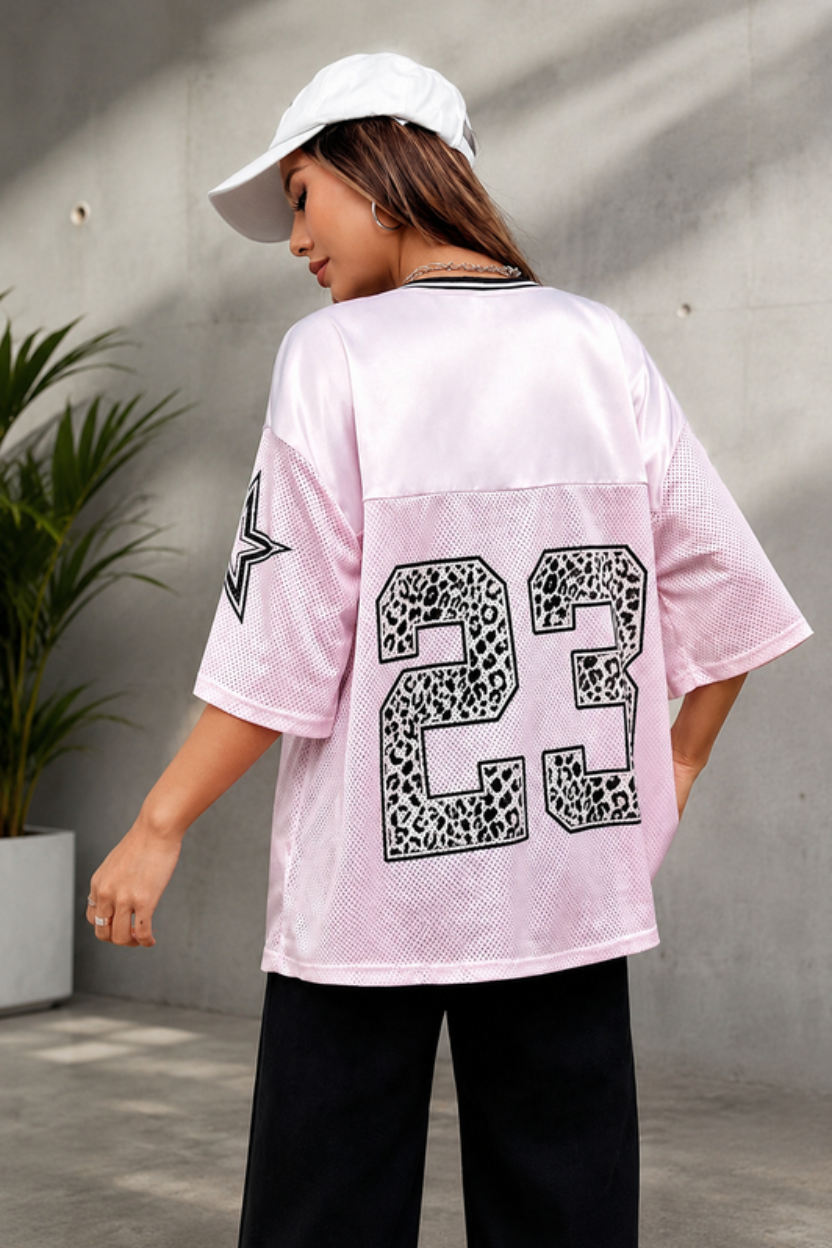 Oversized Animal Print V-Neck Top